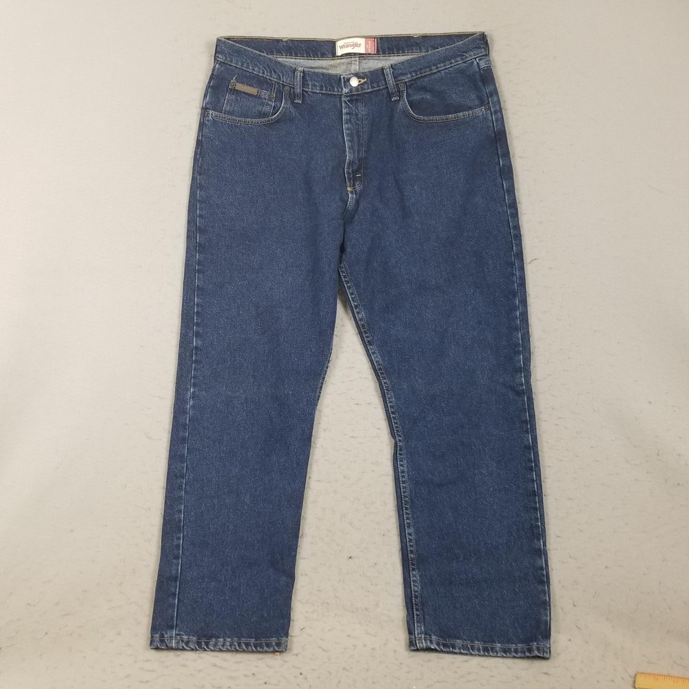 Wrangler Regular Fit Jeans Mens 38x30 Blue Medium Wash Straight Denim Pants